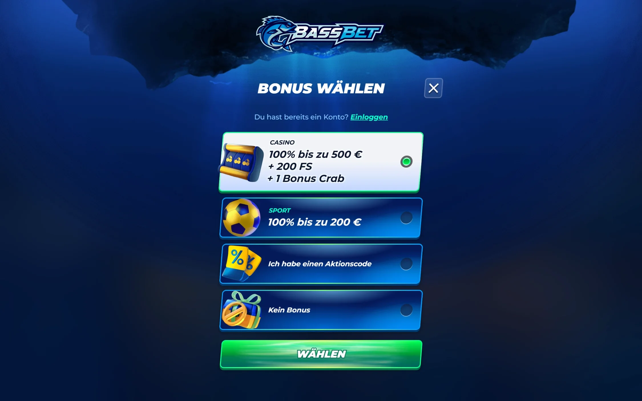 Bassbet Casino Registrierung